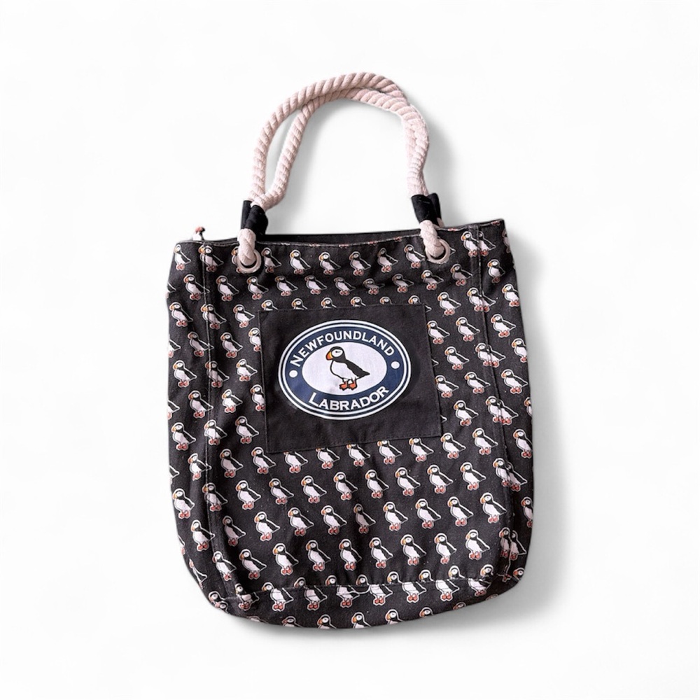 Newfoundland & Labrador Puffin Print Rope Handle Tote Bag